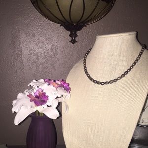 Real gray purple pearl necklace w/ screw in clasp